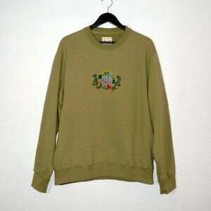 Aime Leon Dore x Drake's ALD Crest Logo Crewneck Sweatshirt Olive Green Mens XL